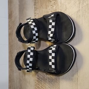 VANS Womens Size 6 Checkerboard Tri-Lock Black and White Sandals